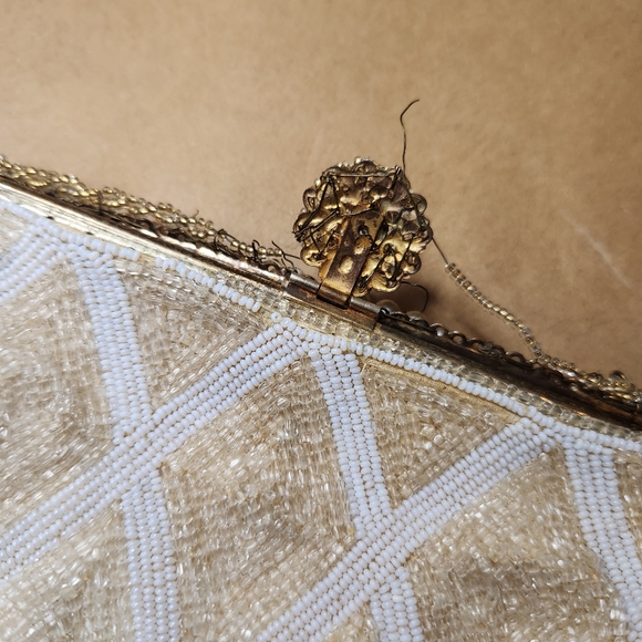 Vtg Ed Robinson 50s Glass Beaded Purse Hand Made in Belgium Evening Bag Clutch - Picture 13 of 14